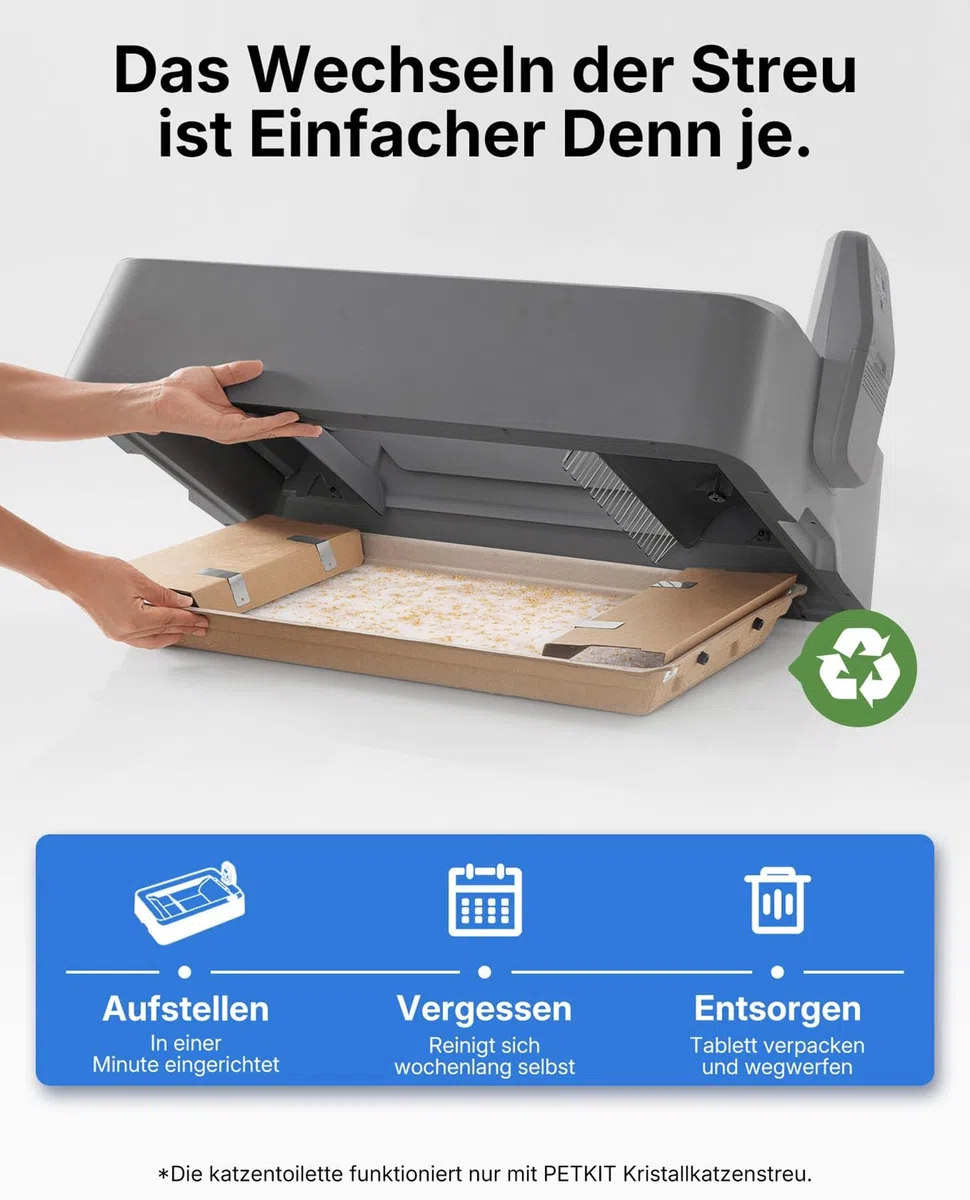 PETKIT Kristall Katzenstreu Set, pH-Farberkennung,Geruchsstark, Ohne Schaufeln, Einweg-Schale,Für PETKIT Purobot Crystal Duo,4er-Pack
