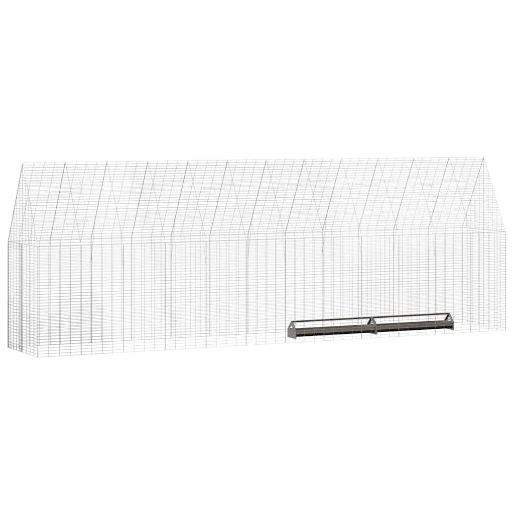 Hühnerkäfig aus verzinktem Stahl, 2-teilig, 600 x 100 x 210 cm, wetterfestes Kleintiergehege mit Schutz, sicherer Auslauf für Kaninchen, Meerschweinchen, Hamster und Nager