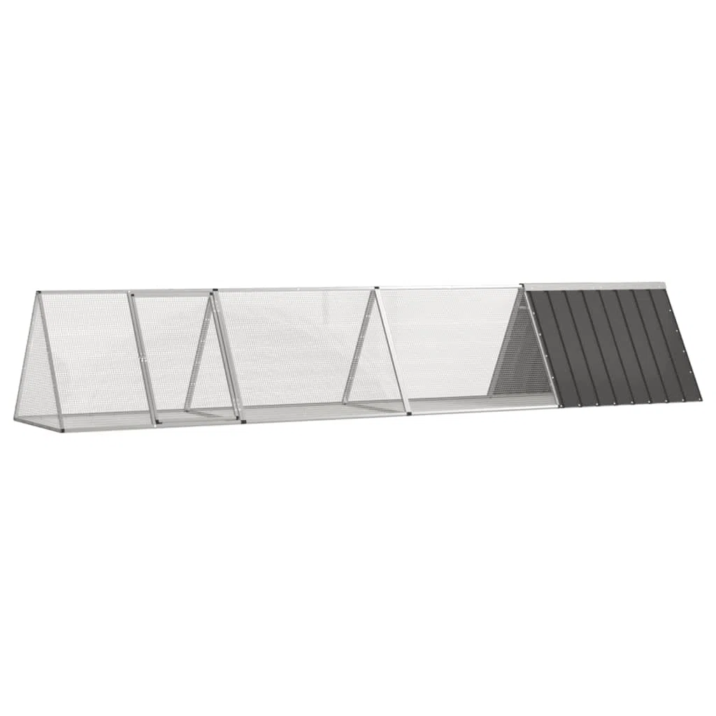 Kaninchenkäfig Anthrazit 403,5x80,5x71 cm Verzinkter Stahl mit Erweiterung für Kaninchen, Hasen und Kleintiere, Indoor und Outdoor Gehege, Robust, Belüftung, Sicherheit