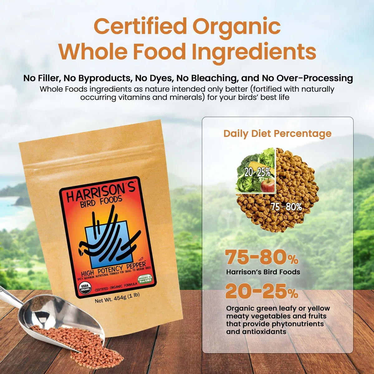 Harrison's Bird Foods Würziges hochwirksames fein – maximale Nährstoffformel für kleine bis mittelgroße Vögel, zertifiziertes biologisches, gentechnikfreies Haustier-Vogelfutter, tierärztlich