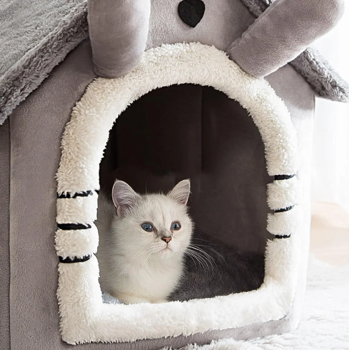 Hundekorb Hundebett Katzenbett Hundesofa Haustierbett, Weich, Lang, Plüsch, Weiß, Katzenbett, Rundes Katzenbett, Haus, Rundes Haustier-Hundebett Für Kleine Hunde, Katzennest Hundekörbchen Haustierbett