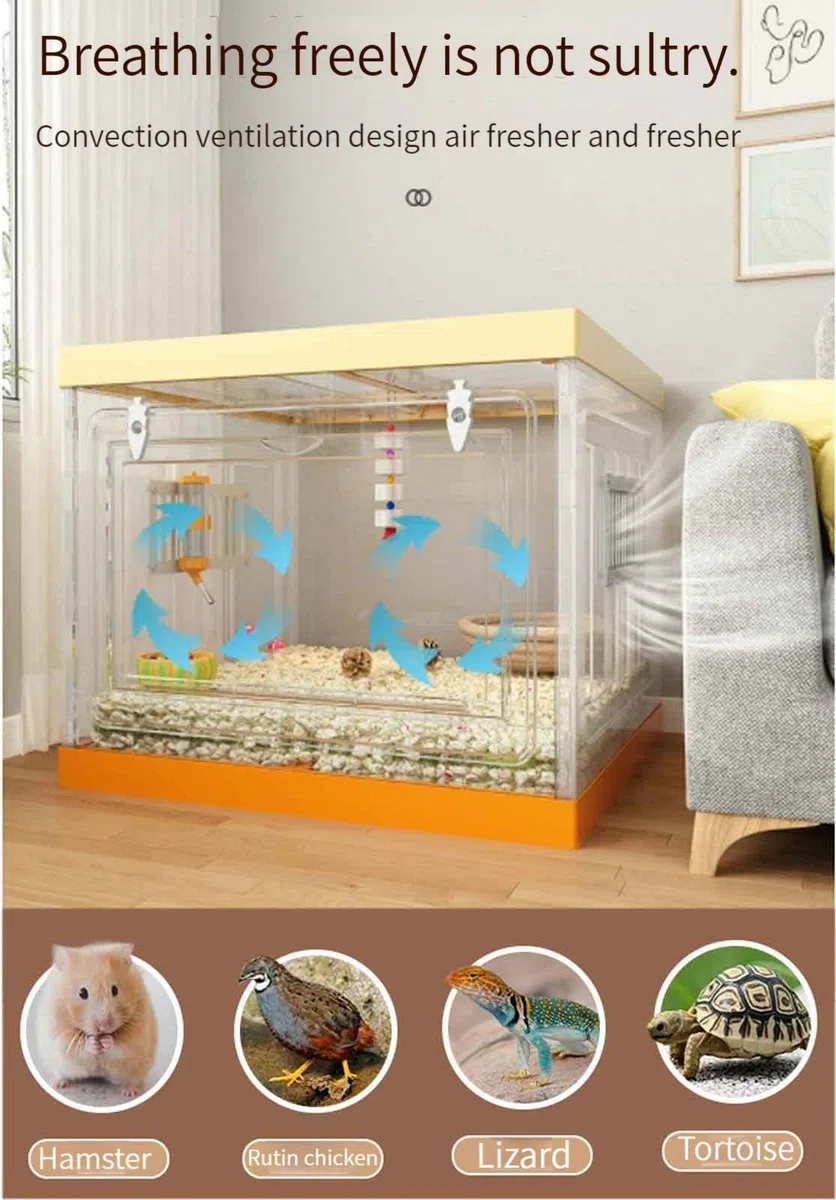 NEZIH Hamster -Käfig Großes Glas, Chinchilla -Häuser, Hoch Transparentes Pp -Material Für Eichhörnchen/Eidechse/Schildkröte/Rutin -Huhn/A-Single Layer