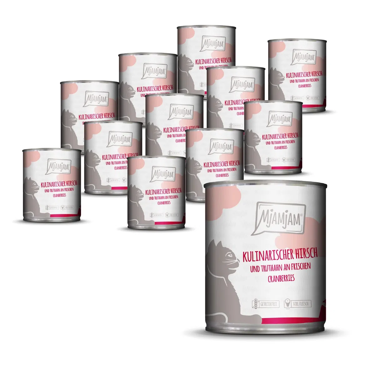 MjAMjAM - kulinarischer Hirsch und Truthahn an frischen Cranberries 12 x 800 g