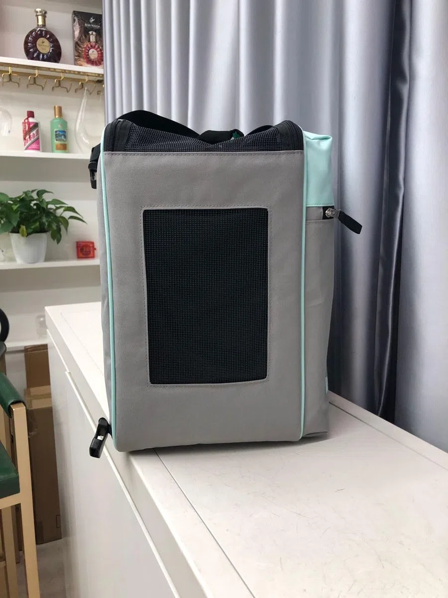 Premium Hundeflugtasche 55x40x23 cm PET EUWI | aus recycelten PET-Flaschen | wasserabweisend und belastbar bis 12 kg, große Mesh-Öffnung, Rucksackfunktion & Trolley-Befestigung