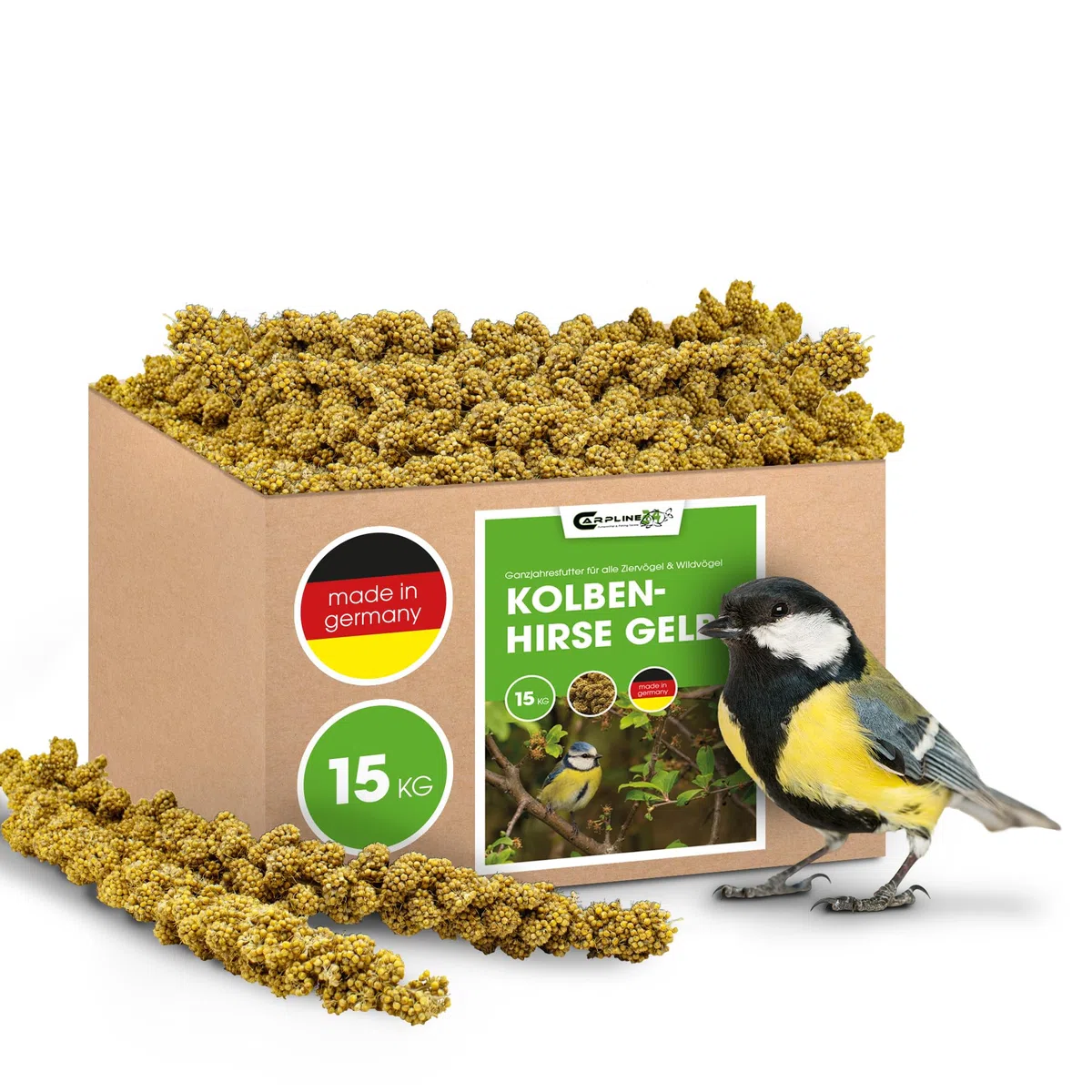 Kolbenhirse gelb 15 Kg - Ganzjähriges Vogelfutter - Für Ziervögel & Wildvögel