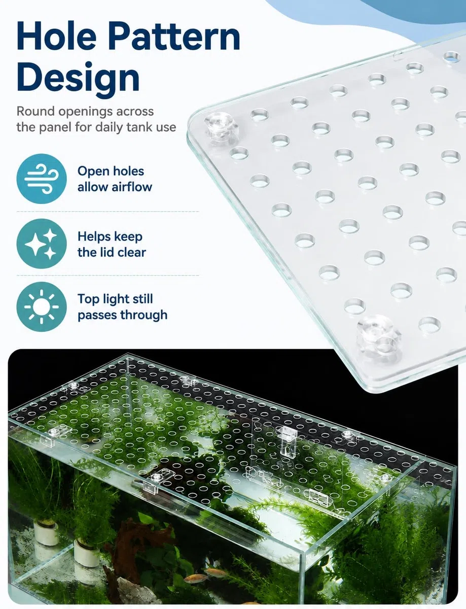 Klarer Aquariumdeckel, 1 mm Polycarbonat, Futterfenster zum Zuschneiden(100x40cm)