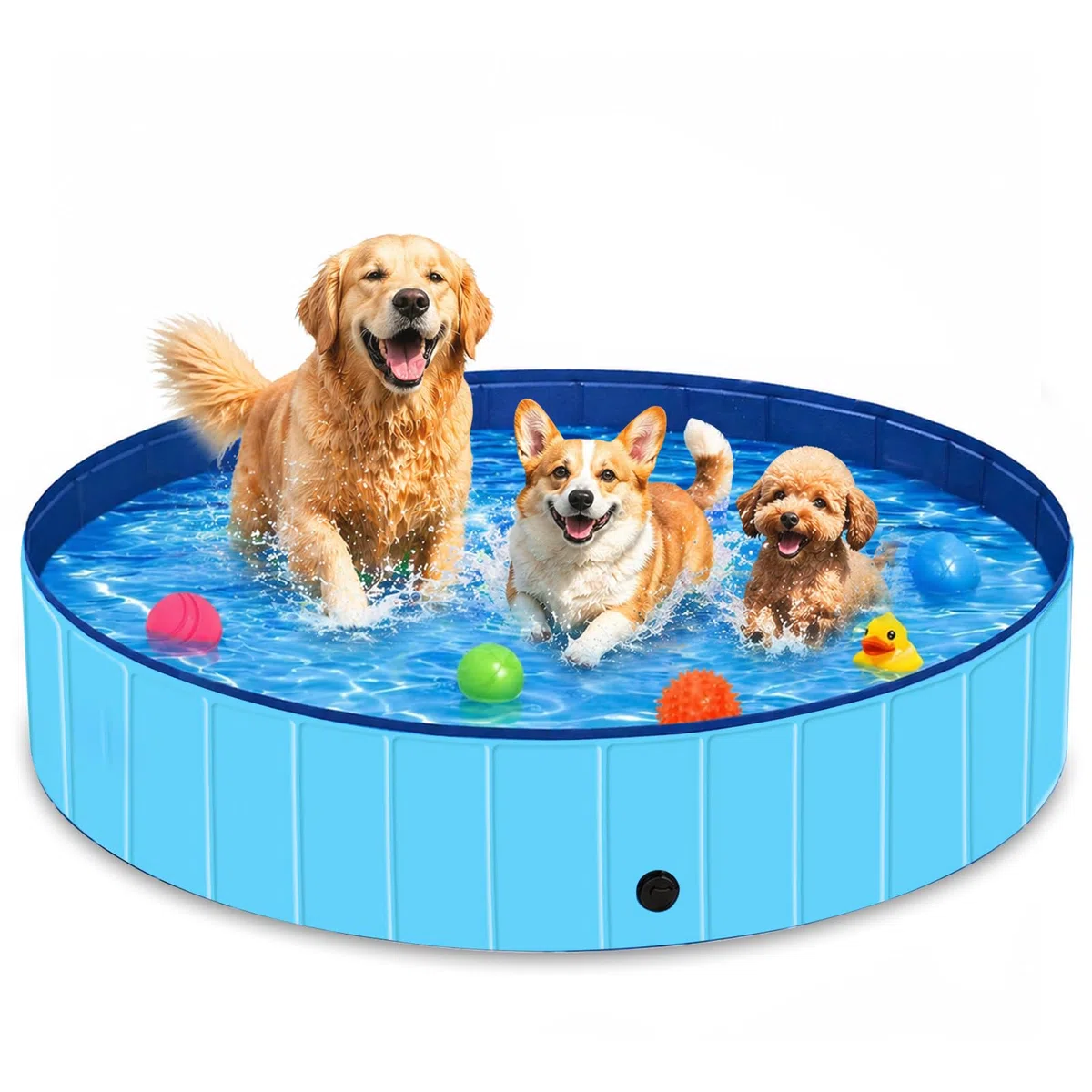Hundepool Faltbar 160x30cm für Große Hunde, Hundeplanschbecken aus kratzfestem Taffeta, Robuste Hundebadewanne & Bällebad, Keine Pumpe benötigt, Tragbares Schwimmbecken zur Abkühlung (XL-160×30cm)