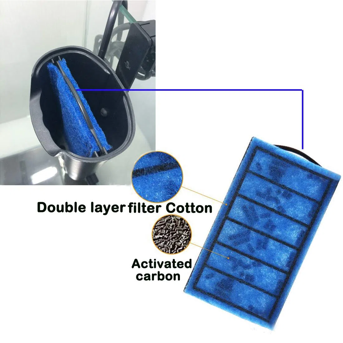 Aquariumschildkrötenfilter, geräuscharmer Durchfluss, wasserreinigende Pumpe, Bio-Filtration für Reptilien, Aquarium, Wasserfallfilter für kleine Aquarien, Krabbe, 5pcs Filter Cartridges