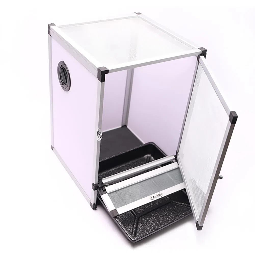 Reptilienterrarium Mit Einer Tür Mit Einer Tür, Einem Silbernen Großen Reptilien -Fütterungsbox Mit PVC -Tablett, Reptilienwachstumstank Mit Reserviertem Drahtanschluss,Screen Door XL