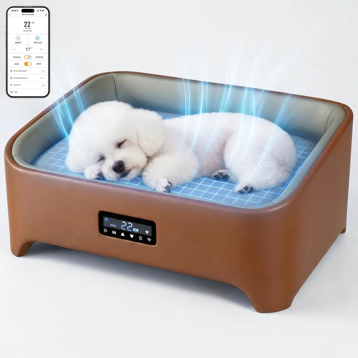 JUMMICO Intelligentes kühl-heizbares Hundebett für kleine & mittlere Hunde | APP-Steuerung für Kühlung & Heizung, mehrfacher Sicherheitschutz, kratzfest & abriebfest, energiesparend, Größe 58x42 cm