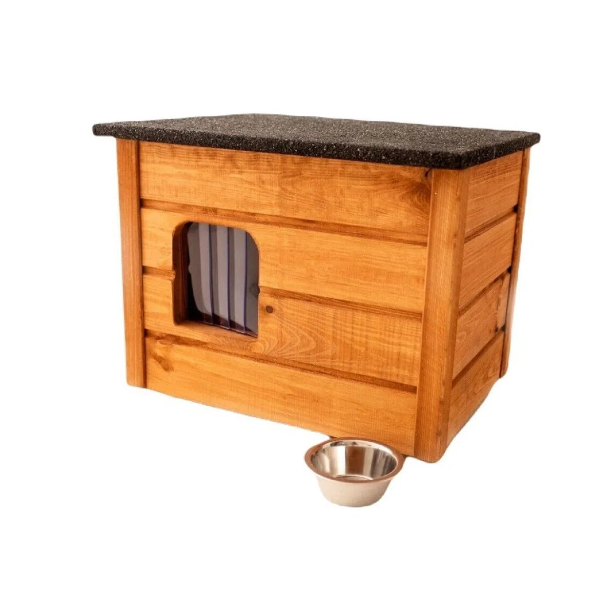 Katzenhaus 57x47 cm Katzenhütte Höhle Outdoor für draußen Winterfest isoliert Holz Versteck Sicherheit Komfort Braun