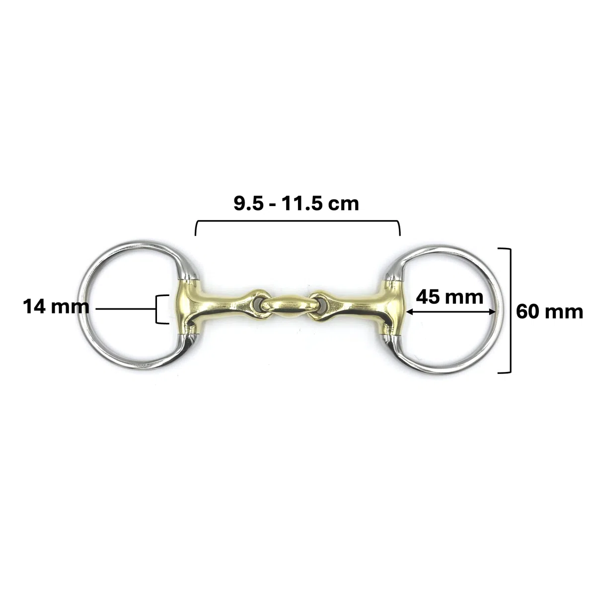 Olivenkopfgebiss Doppelt Gebrochen Kupfer Edelstahl Ringdurchmesser 70 mm Gebissstärke 14 mm