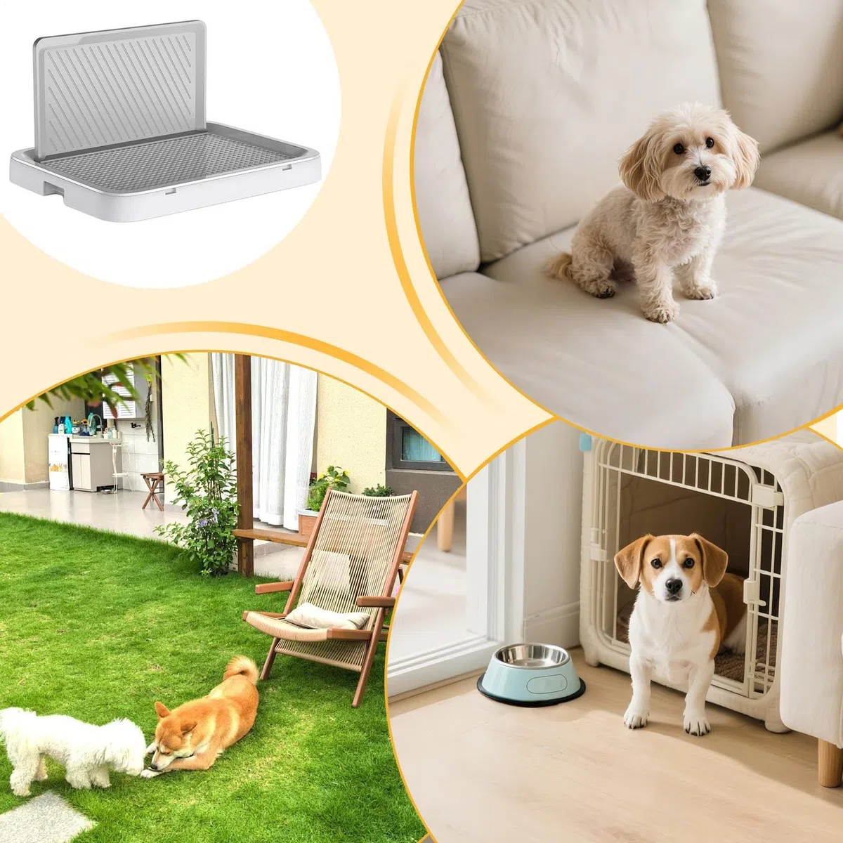 Toilettentablett für Hunde, Tablett mit Netz, auslaufsicher und spritzwassergeschützt, für Hunde, Welpen, saugfähige Matte – für Wohnung, Schlafzimmer, Salon, Balkon