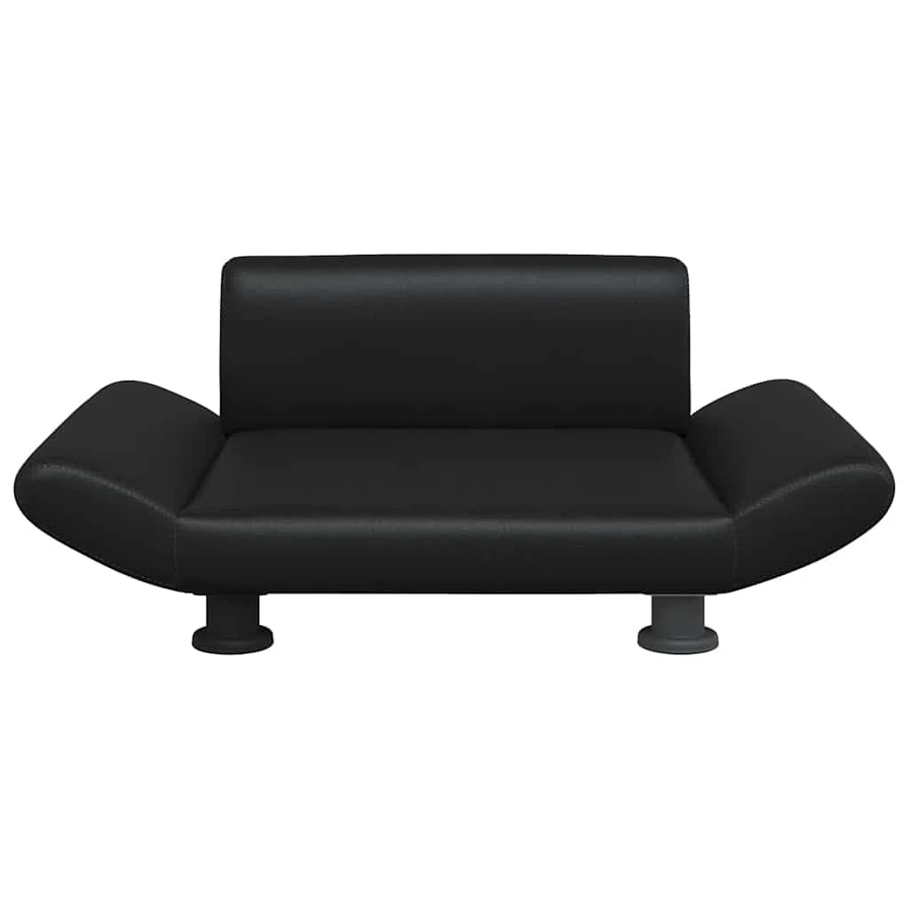 Hundebett Kunstleder Schwarz 70x45x28 cm mit Schaumstofffüllung, rutschfestem Bezug und stabilem Kiefernholzrahmen, ideal als Schlafplatz für kleine Hunde im Wohnzimmer oder Auto