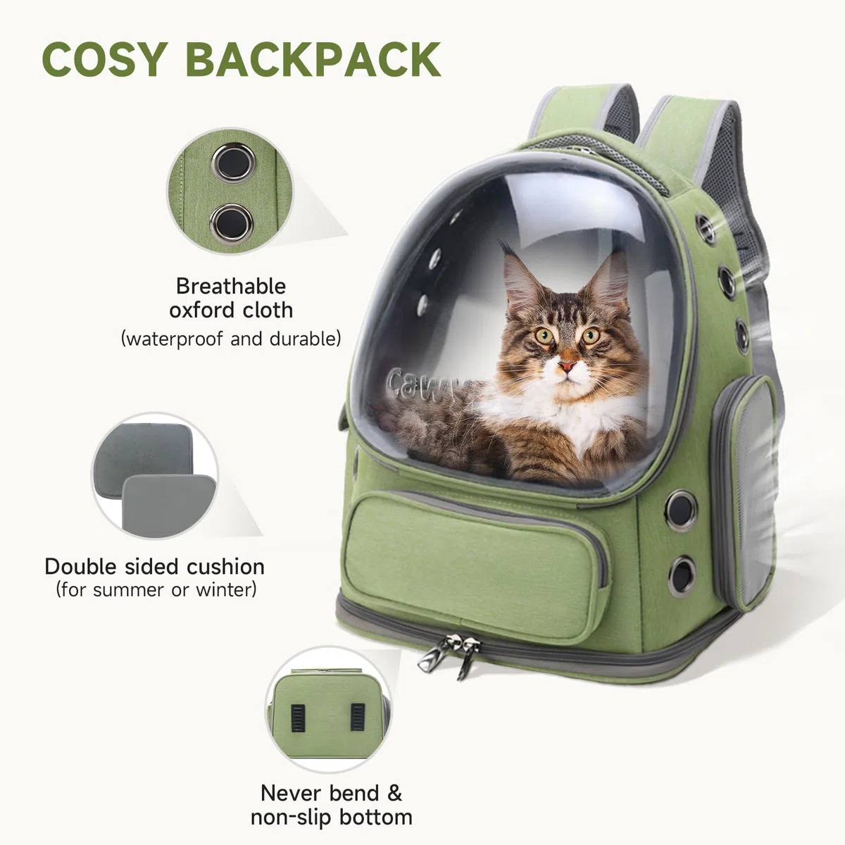 Cawypety Katzen-Rucksack-Tragetasche, atmungsaktiv, großer Platz, Bubble Pet Rucksack für Kitty kleine Hunde bis zu 6,8 kg, transparente & faltbare Haustiertrage für Reisen Wandern