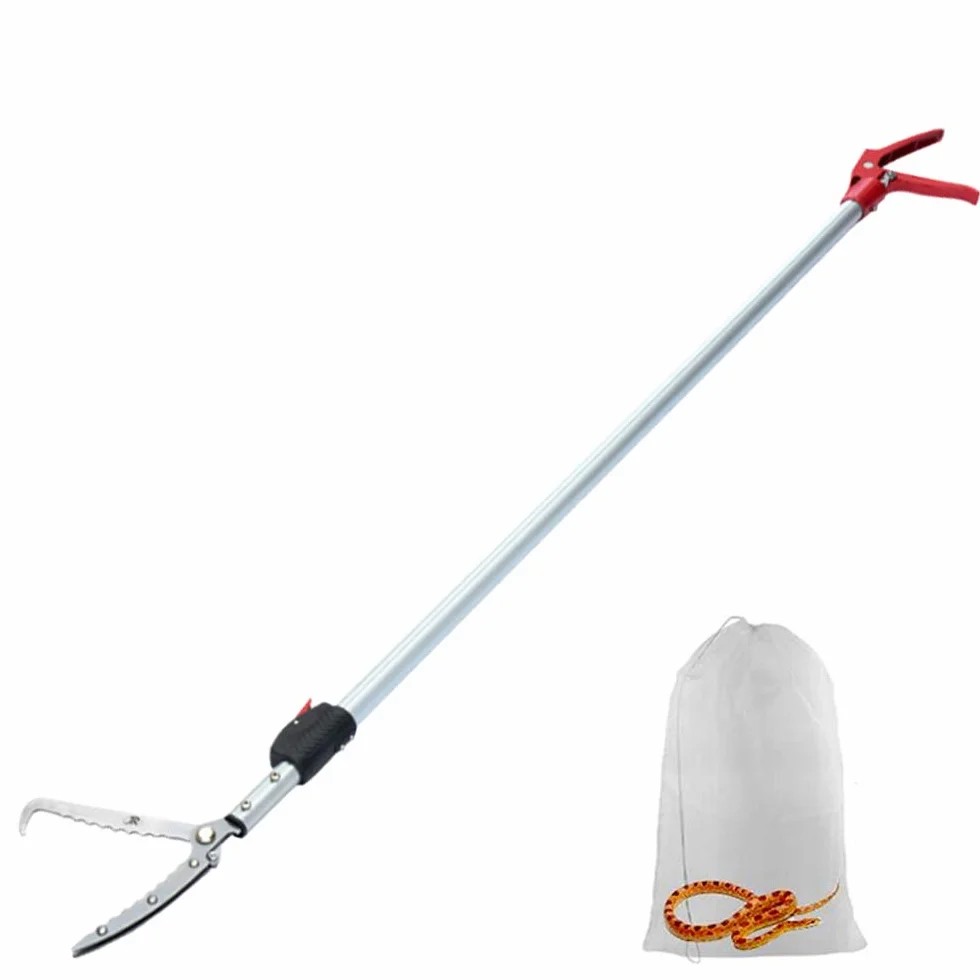 150cm ausziehbare Schlangenzange für Reptilien, Rassel, Schlangenfänger, breite Backen, mit Schloss und komfortablem Griff