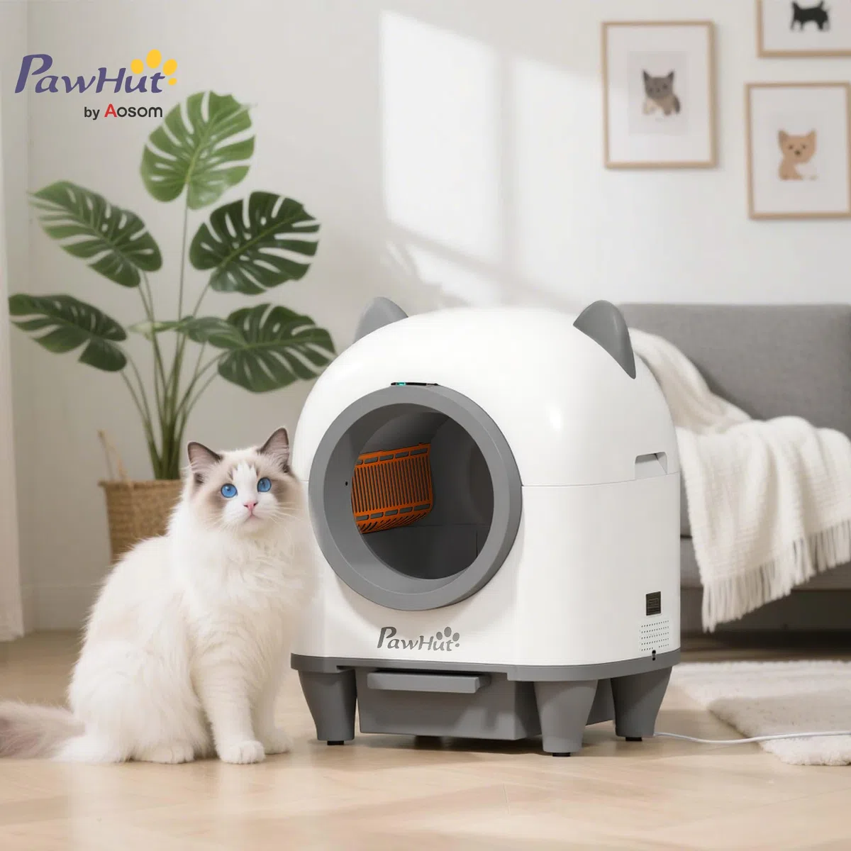 PawHut Selbstreinigende Katzentoilette, 80L Katzenklo Selbstreinigend mit APP Steuerung, Müllbeutel, Geruchsbeseitigung, Automatisches Katzenklo für Mehrere Katzen | Katzenklo Selbstreinigend, Geruchsbeseitigung, Automatisches Katzenklo für Mehrere Katzen