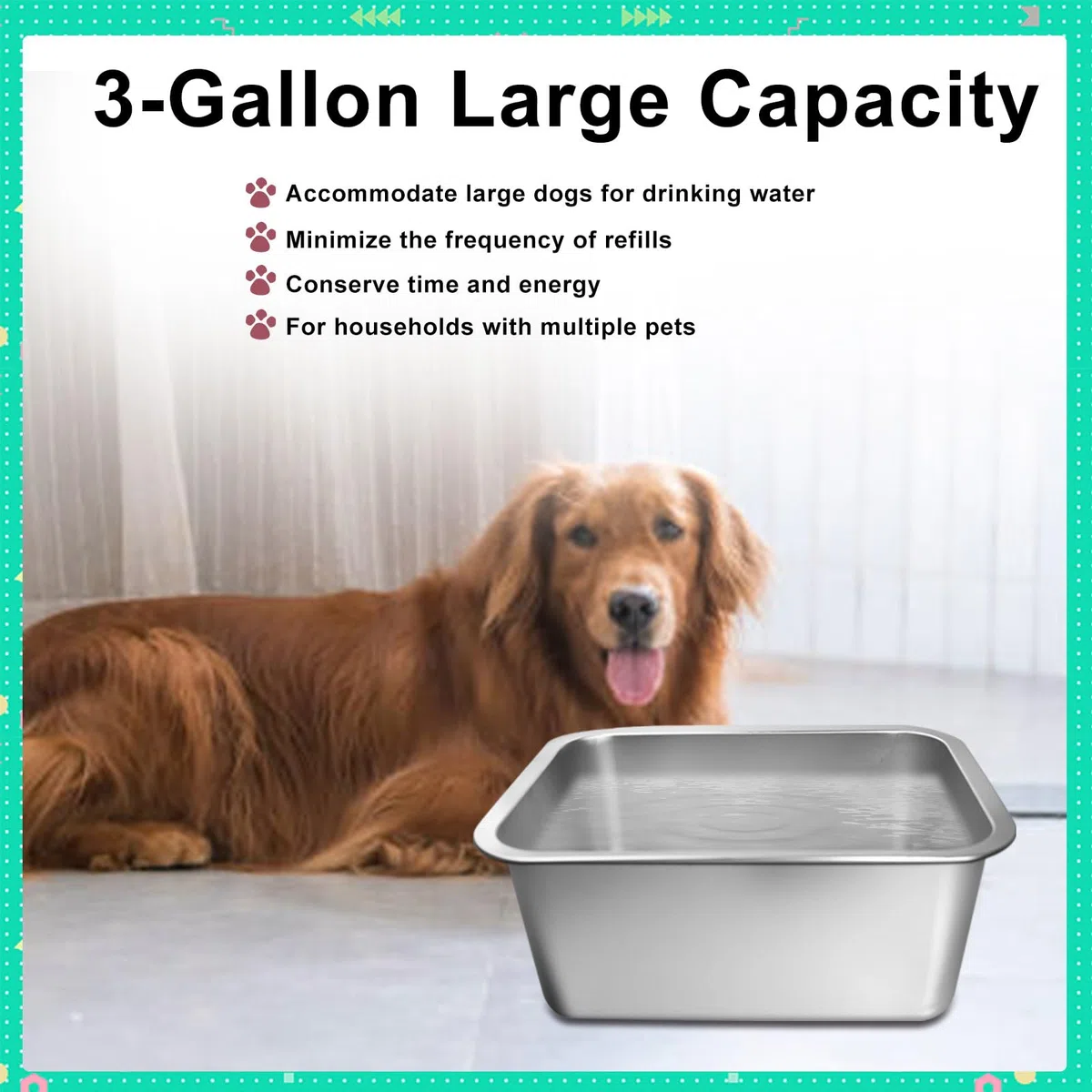 Extra großer Wassernapf für Hunde, robuster Edelstahl-Hundenapf, sicherer Wasser- und Futternapf mit hoher Kapazität für große, XL-Rassen, für drinnen und draußen