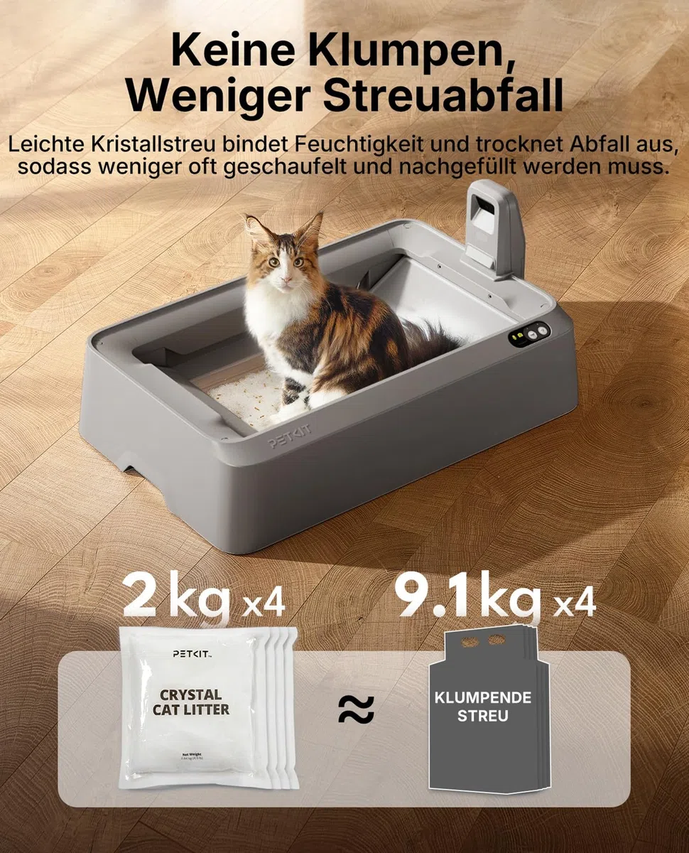 PETKIT Kristall Katzenstreu Set, pH-Farberkennung,Geruchsstark, Ohne Schaufeln, Einweg-Schale,Für PETKIT Purobot Crystal Duo,4er-Pack