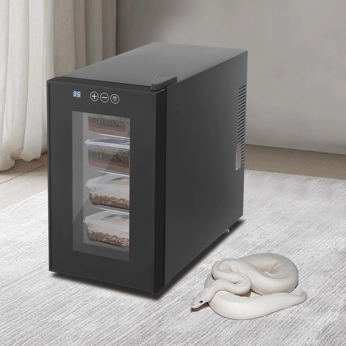 Brutautomat für Reptilien mit LED-Display - Intelligenter Thermostat Inkubator für Schildkröten, Echsen, Schlangen Eier - Präzise Temperatur (10-40°C) & Feuchtigkeit Kontrolle Brutkasten