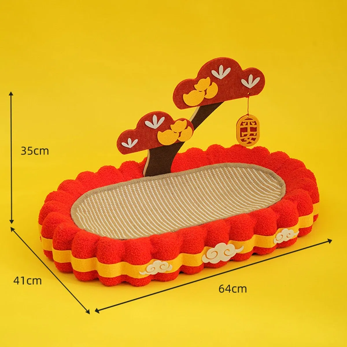 Kratzfester Katzenkratzer Mit Hängetag – 64X cm | kratzfestes Material, atmungsaktiv, ovales Design, vielseitig einsetzbar