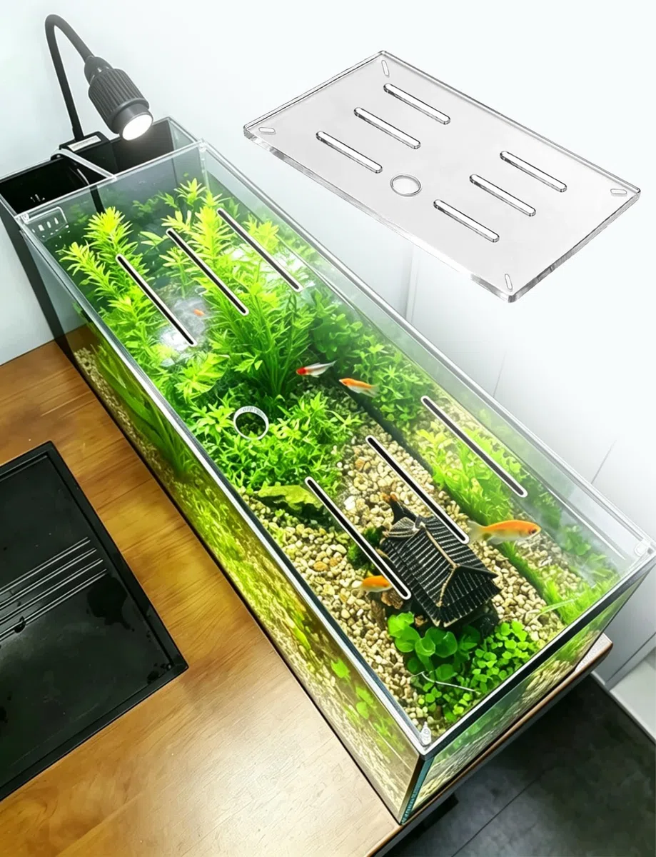 5 mm Dicke Acryl-Aquarium-Abdeckplatten-Sets, Flacher Aquariumdeckel mit Luftschlitzen und Zufuhröffnung, entworfen for die obere Abdeckung von offenen Glastanks(80x40cm(31.5x15.7in))