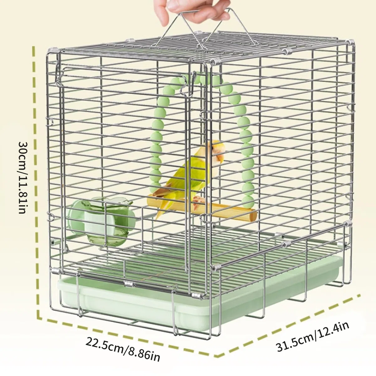 Edelstahl Vogelkäfig mit sicherem Schloss, Haltbarkeit, Transportvogelkäfig für Vögel und Kleintiere, Mehrzweck Haustierkäfig