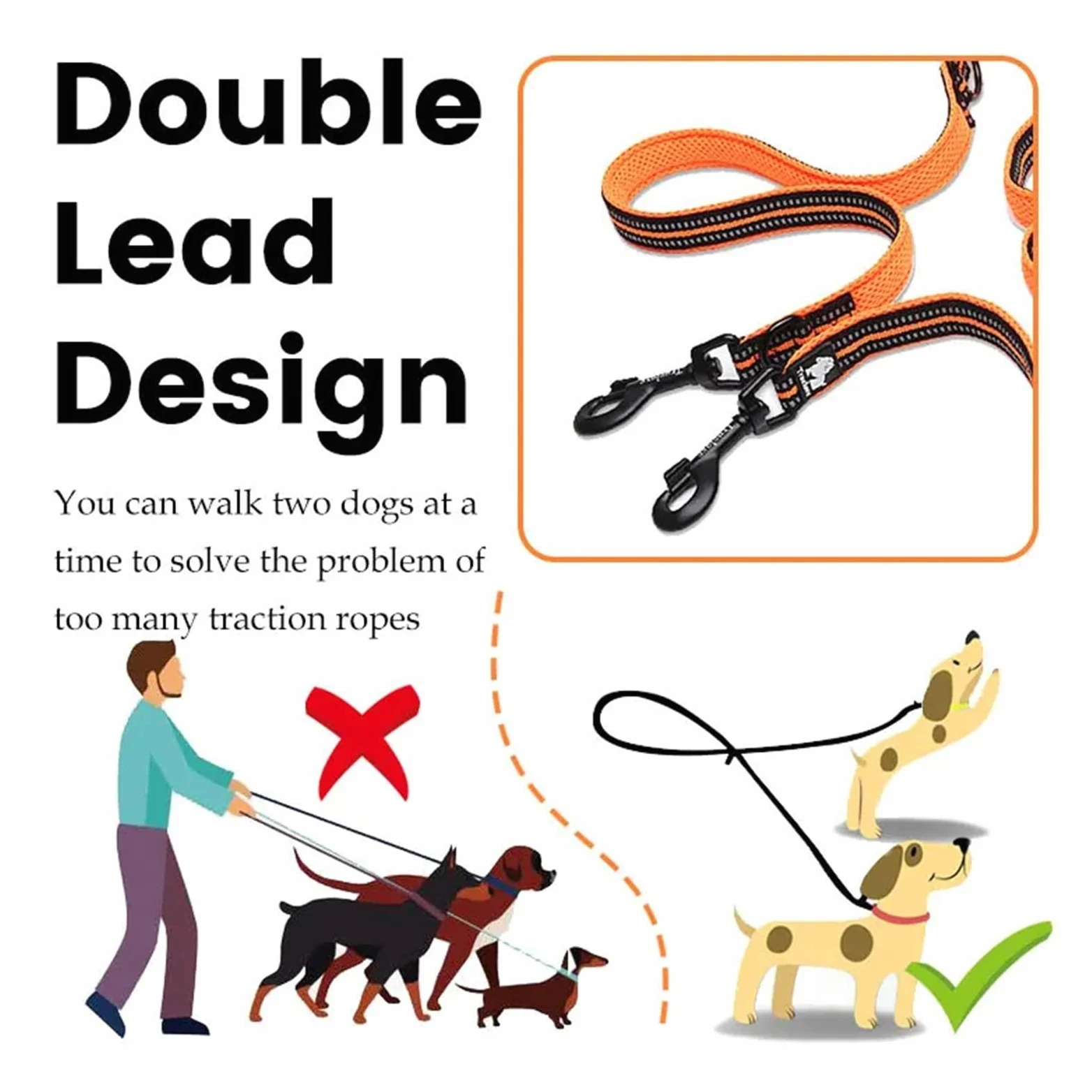 7 in 1 Nylon Handfreier Hundegurt for Spazierengehen Doppelhaken Multifunktionaler Hunde-Doppelgurt Joggingleine Hunde(Black,L)
