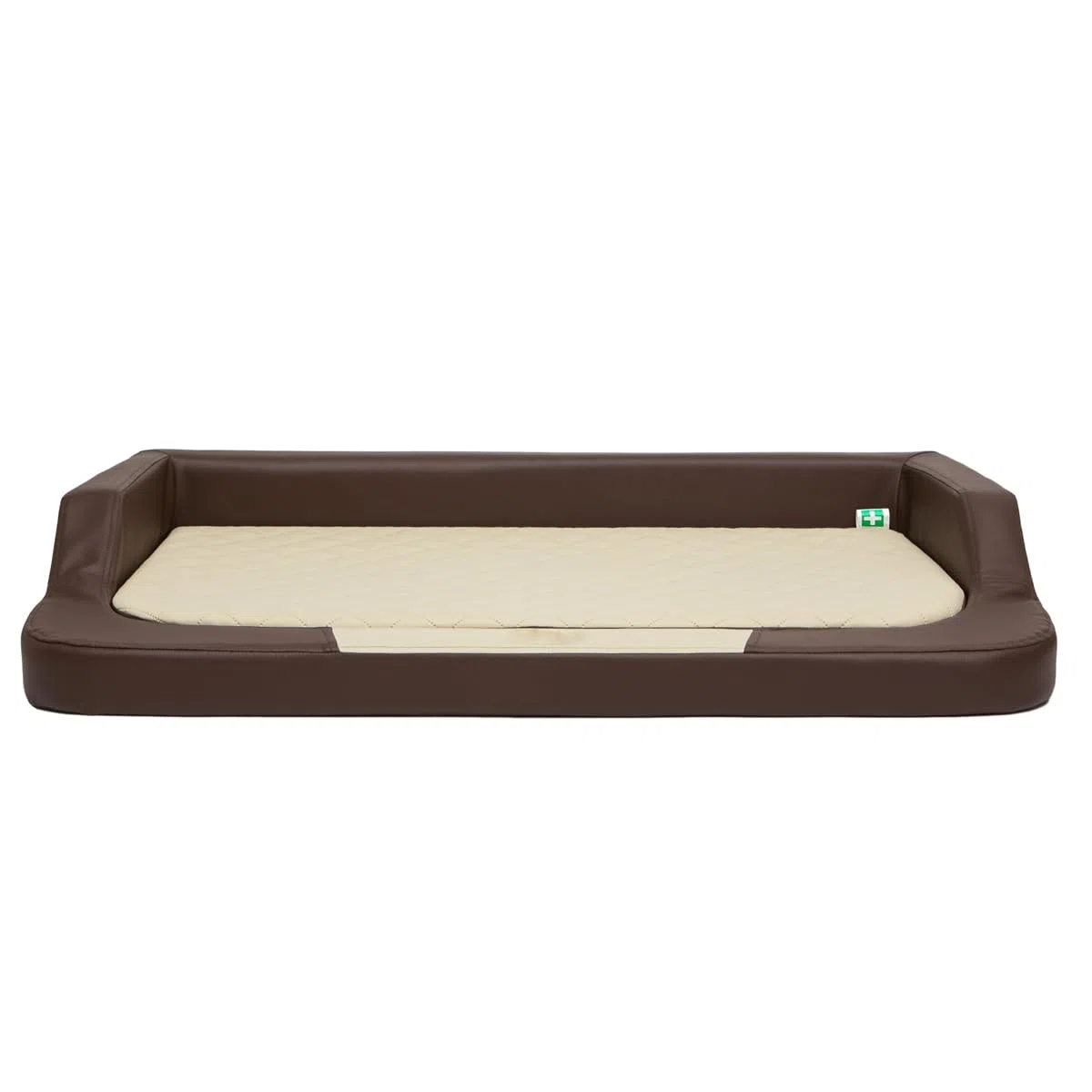 orthopädisches MEDICO Lux Hundematratze ÖKOLEINEN, Hundebett für Kleine, Mittlere, Große Hunde - Robustes, wasserdichtes Hundekissen, ergonomisches Tierbett - 120x80x19 cm Braun mit beige