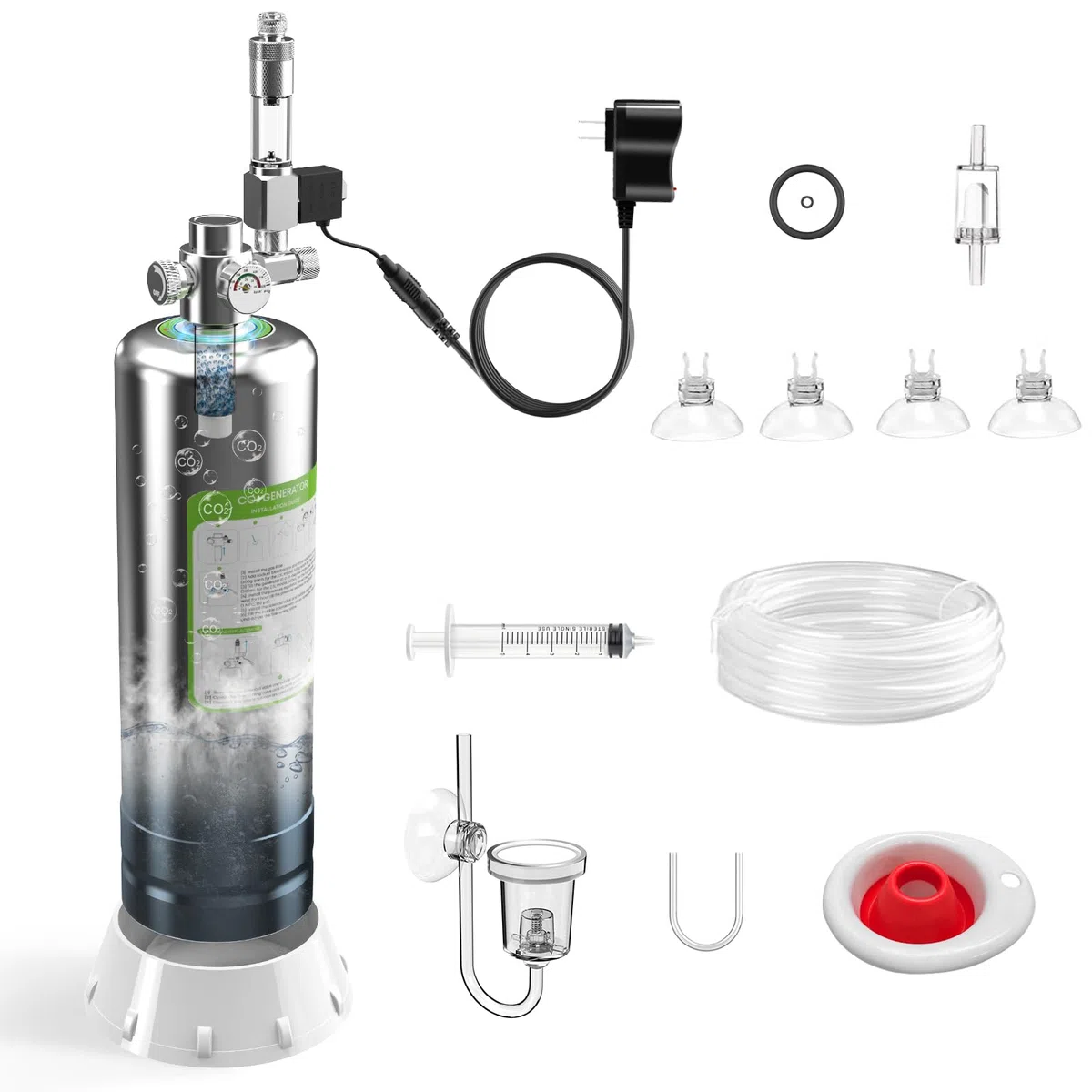 FZONE 5L Aquarium CO₂ Anlage, Aufgerüstetes CO₂ Generatorsystem mit Magnetventil, Blasenzähler, Sicherheitsventil und Hauptschalter für bepflanzte Aquarien