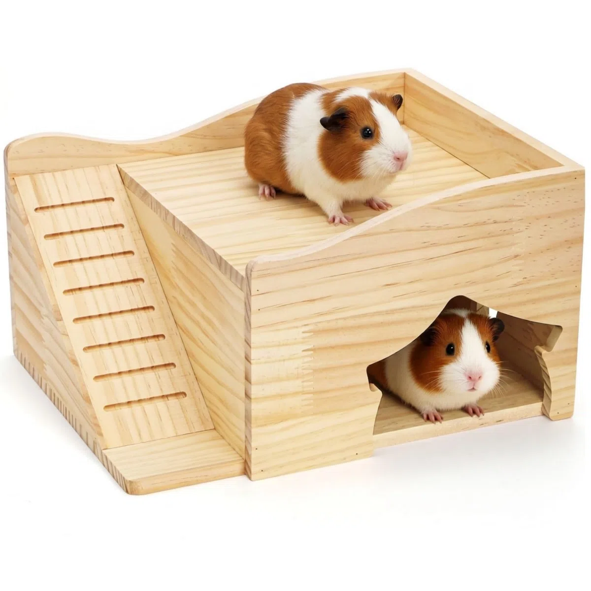 Covzoe Meerschweinchen Versteck Hamster Holzhaus mit Leiter Kleintiere Bett Hütte Lebensräume Ratten Labyrinth Käfig Zubehör für Chinchillas Zwergmäuse Rennmäuse