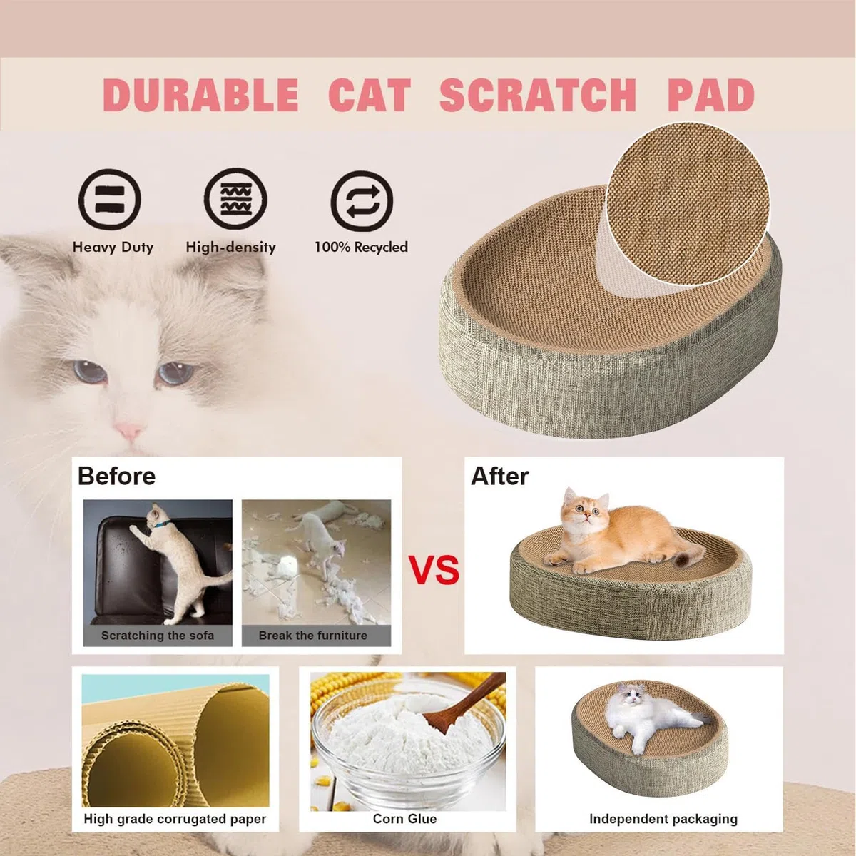 für Katzen, multifunktional, verschleißfest | Kratzmatte, Lounge, aus Karton, für Training, Schutz von Möbeln, aktiver Schuppen, Erholung