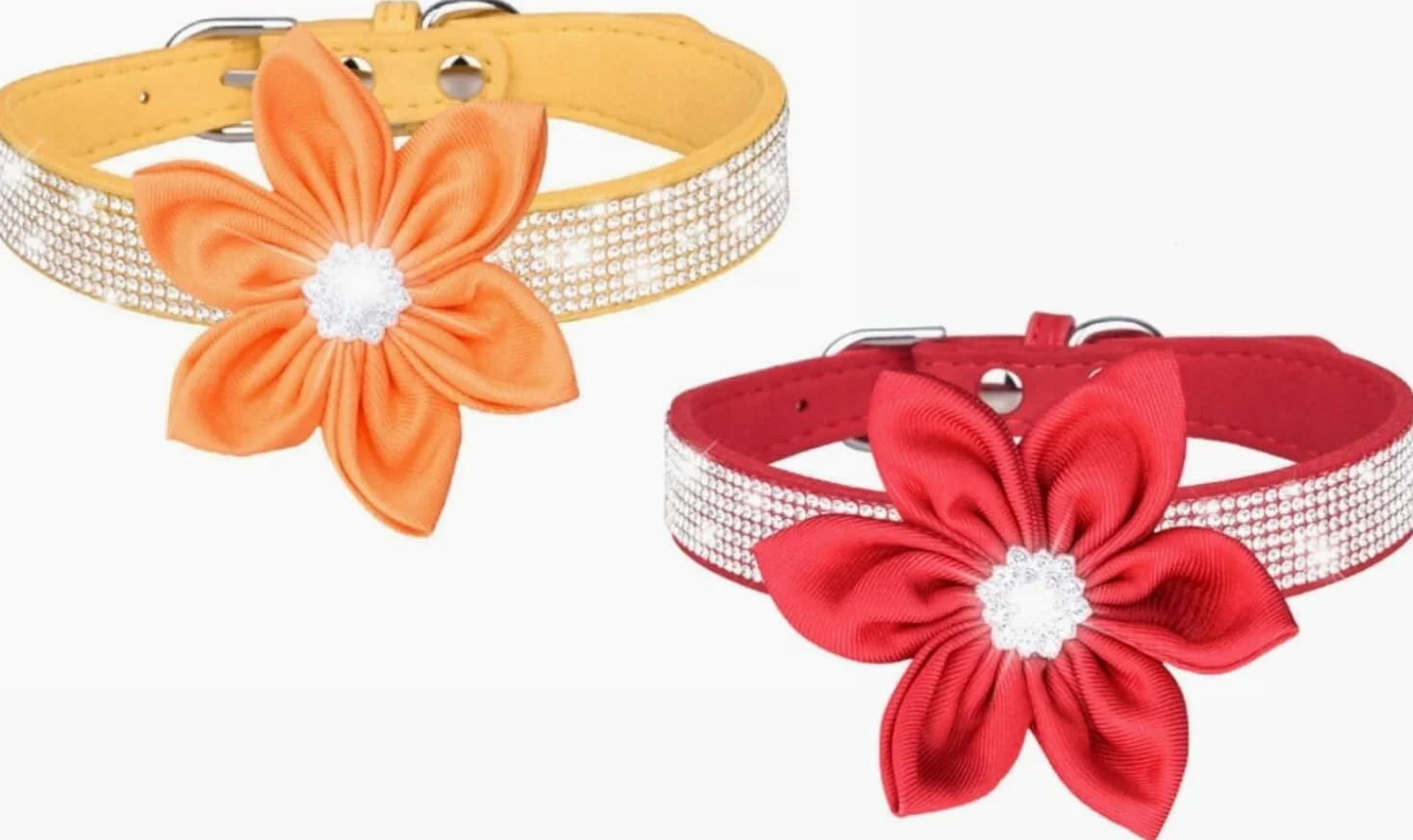Hundehalsband, Süßes Hundehalsband mit Strasssteinen for Mädchen, weiches Welpenhalsband Blumenmuster, reflektierend, personalisiertes for kleine, mittelgroße und große Hunde(Yellow,S)