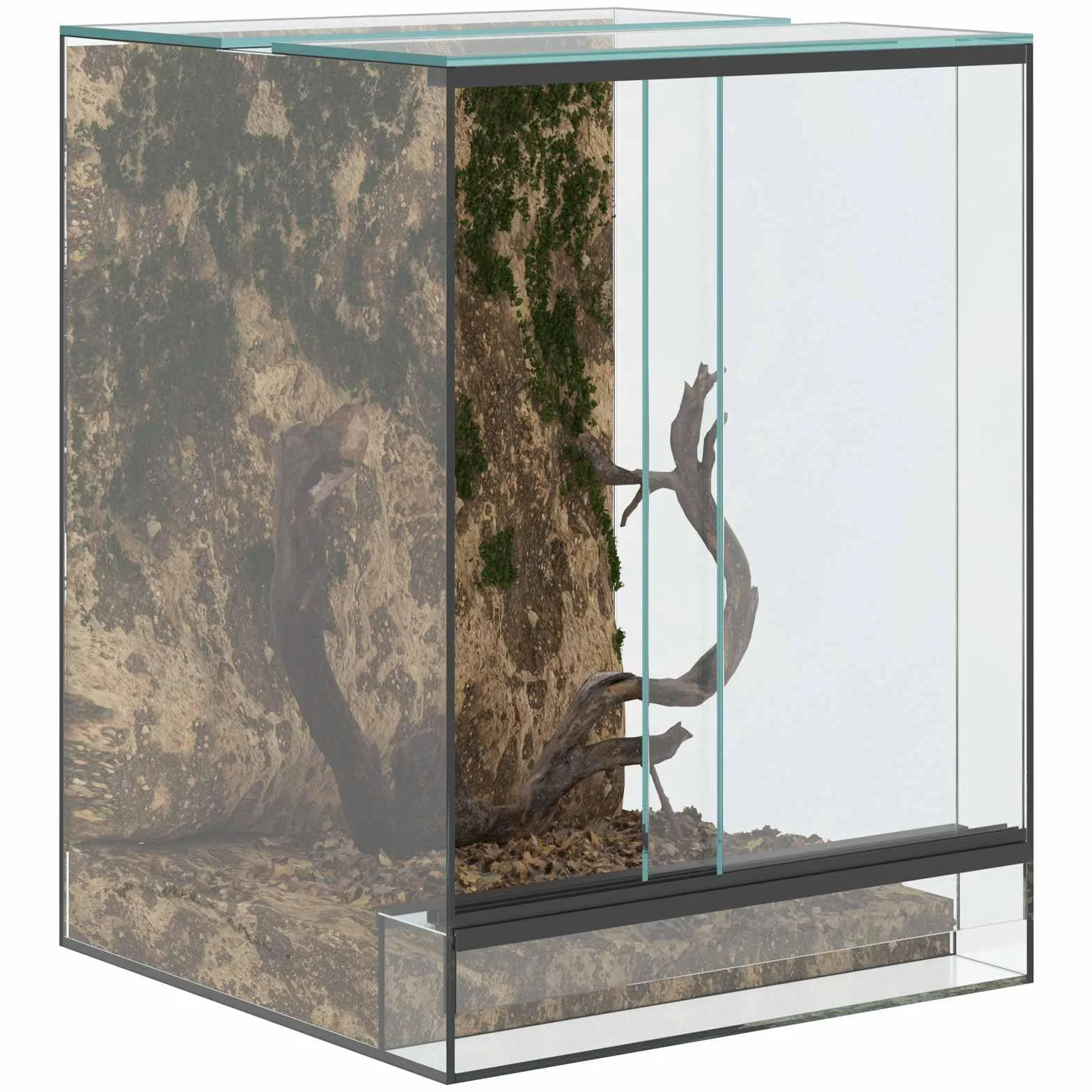 Terrarium aus Glas, Terrarium Futterbox für Reptilien, Amphibien, Weiß, 30 x 30 x 40 cm