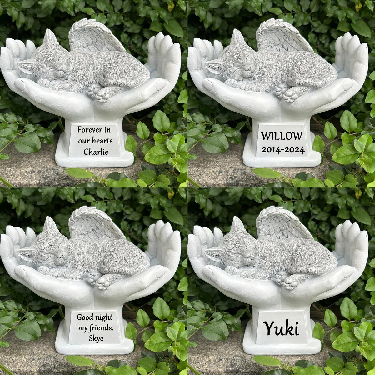 Personalisierter Gedenkstein für Katzen und Haustiere, Engel-Gedenkstätte, Katzenstatue, Gravur, Grabstein, Grabstein, Grabstein, Trauerkatze, Geschenk für verlorene Katze