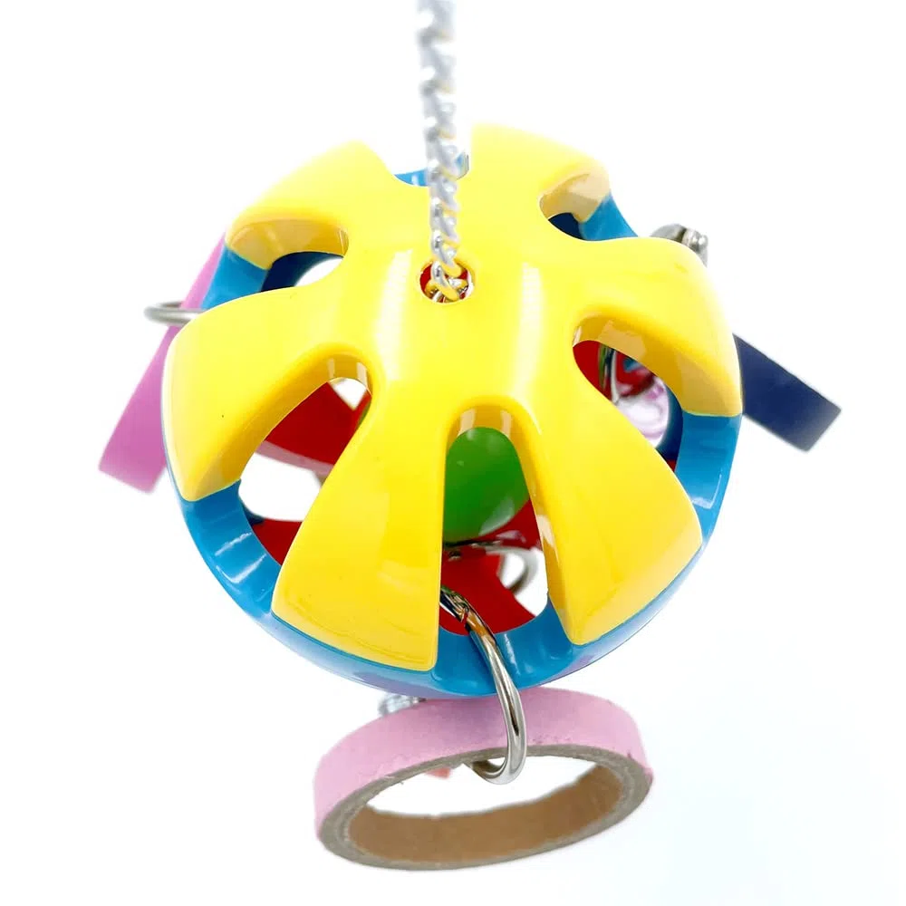 Bird Parrot Plastic Ball Toys with Colorful Cardboard Bagel and Acrylic Pacifiers for Parrot African Grey Cockatoo Cockatiel Sun Conures