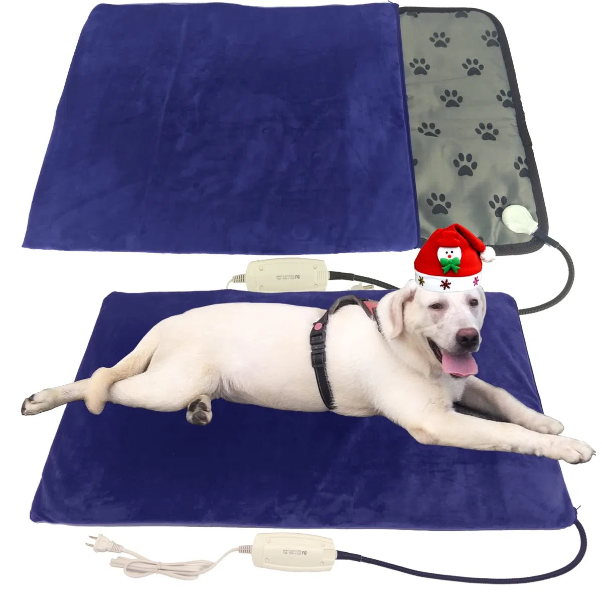 Heizkissen für Haustiere für große Hunde und Katzen, Heizkissen für Hunde, 86,4 x 53,3 cm, mit waschbarem weichem Bezug, elektrisches Heizkissen für den Innenbereich, wasserdichte Heizmatte für Katzen