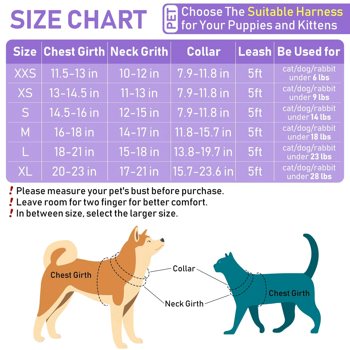 GAMUDA Hundegeschirr für kleine Haustiere, Halsband und Leine, kein Ziehen, Leinen-Stoff, weiches Netzgewebe, reflektierend, für Hunde, Welpen, Katzen, Kätzchen, Kaninchen (Lila, XXS