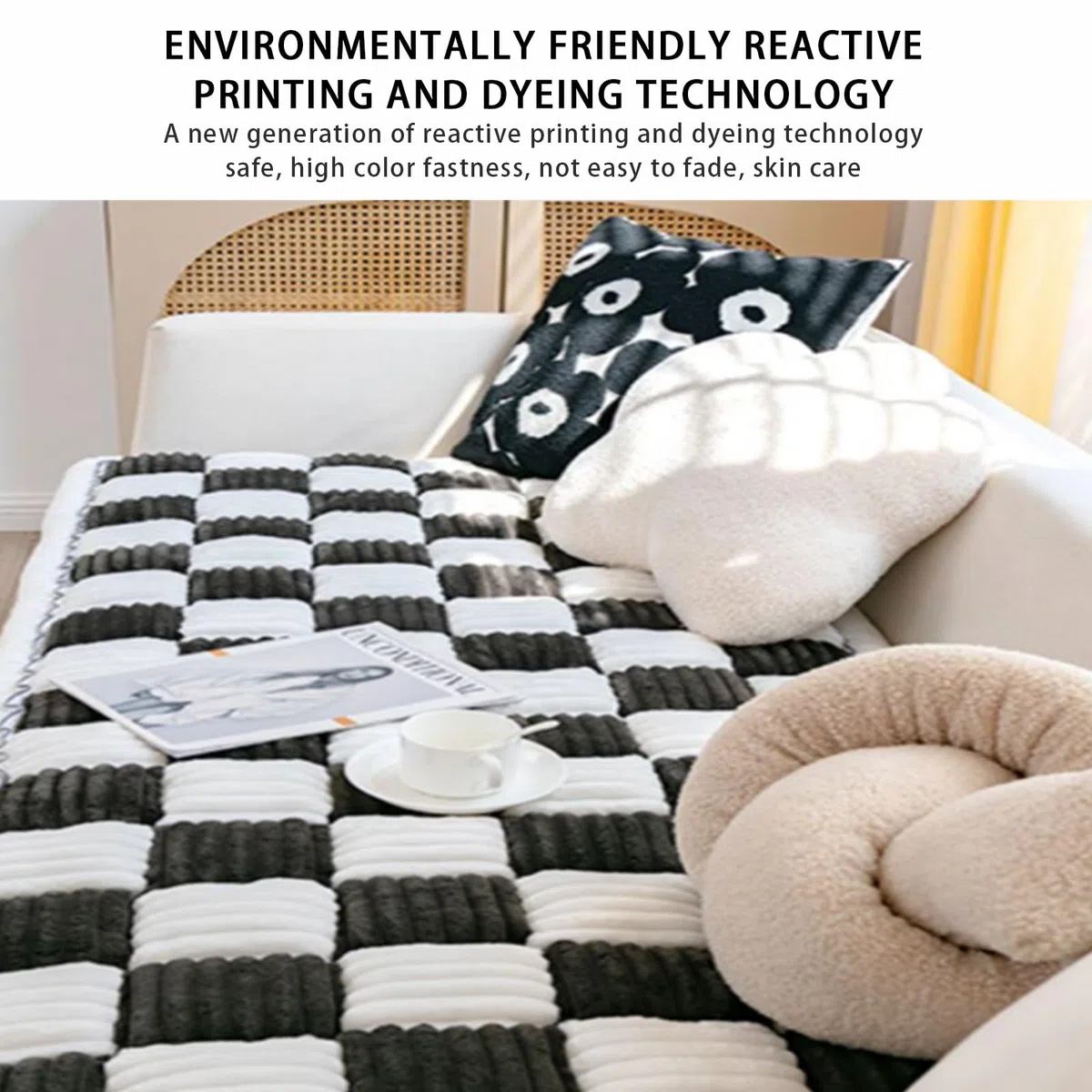 Fuzzy Haustiermatte Bett Couch Bezug Lustig Zweifarbig Plaid Quadratisch Rutschfeste Hundedecken - Maschinenwaschbarer Schutzbezug für Sofaböden und Möbel