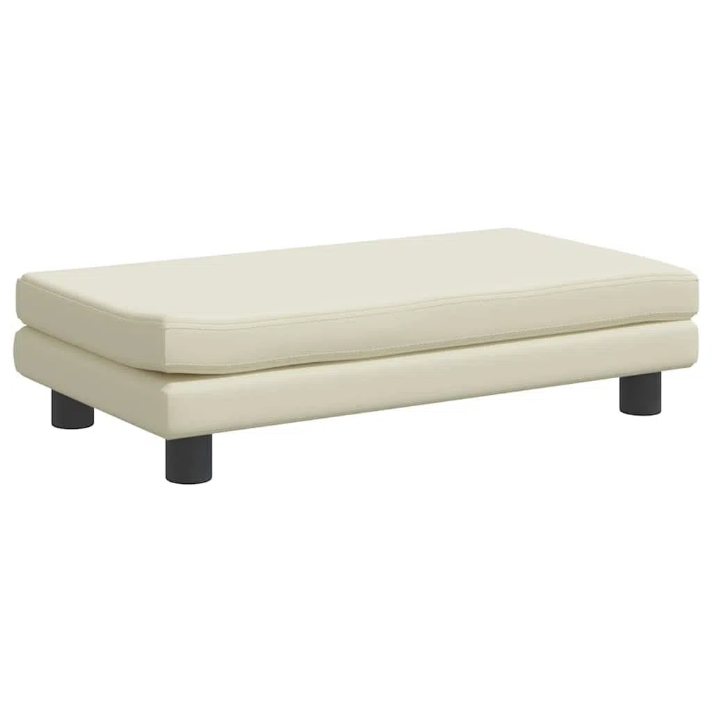 Hundebett mit Verlängerung Creme Kunstleder 100x50x30 cm, weiches Hundesofa mit Schaumstofffüllung, rutschfestes Haustierbett für kleine Hunde, ideal für Wohnzimmer und Schlafzimmer