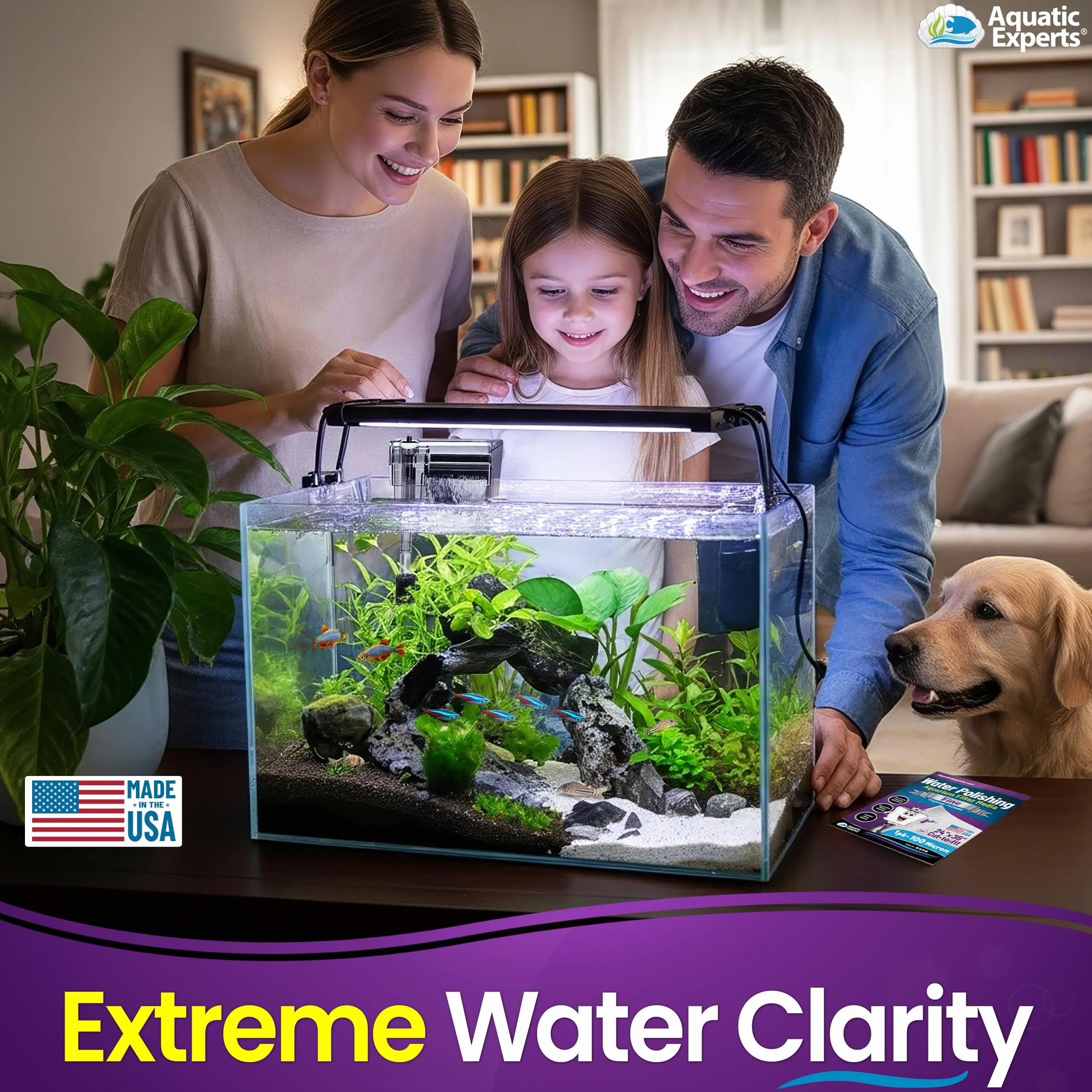Aquatic Experts Aquarium-Polierfilter-Pad, Wasserpolierpad für Aquariumfilter, Filterwatte für Aquariumfilter, (100 Mikron, 61 x 91,4 cm, 4 Stück)