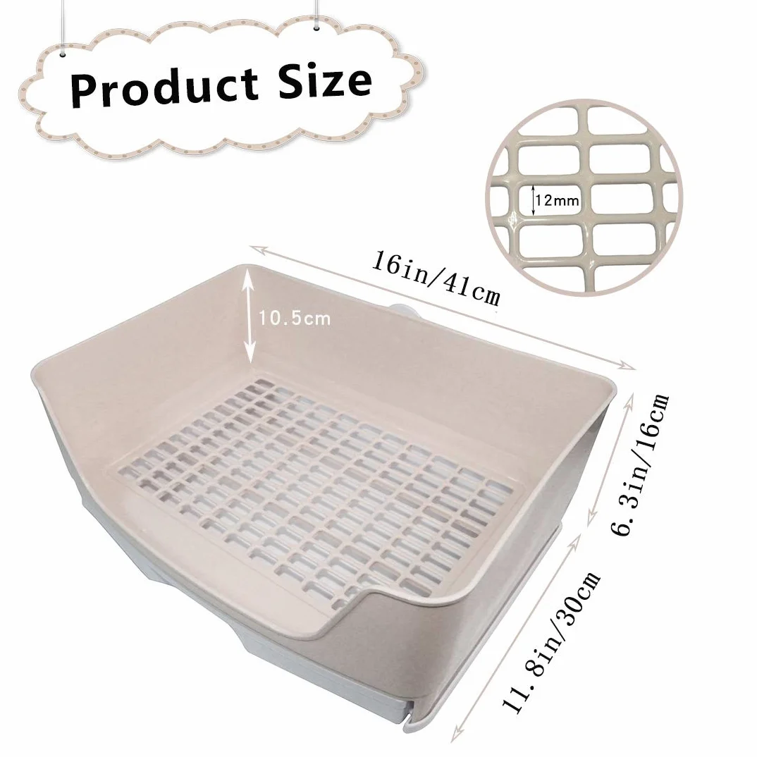 PINVNBY Große Katzentoilette für Kaninchen, größere Katzentoilette mit Schublade, Ecktoilette für ausgewachsene Meerschweinchen, Chinchillas, Frettchen, Igel, kleine Tiere (braun)