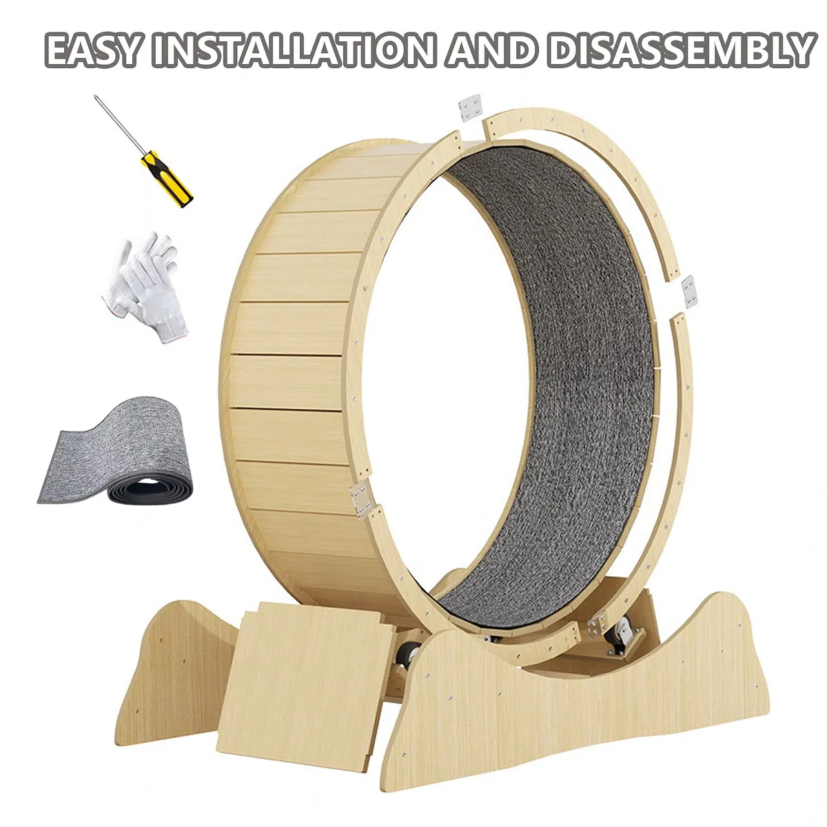 Cat-Wheel-übungsgerät Für Wohnungskatzen, Groß Cat-laufrad Mit Teppichlaufbahn, Groß Laufband Für Katzen, Hamsterrad-Stil Katzenrad, Leise Und Geräuschlose Walzen,S