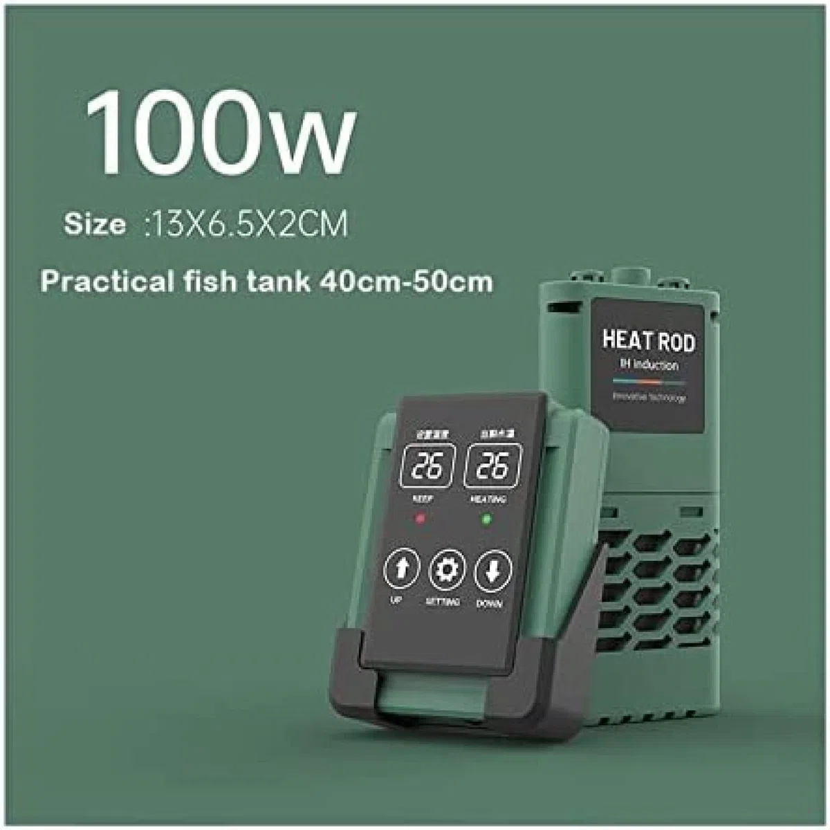 Aquarium-Heizung, Aquarium-Tauchheizung, intelligente LED-Temperaturanzeige und externer Temperaturregler, Heizstab für Süß- und Meerwasser-Aquarium-Wassererwärmung, 100 W, 1