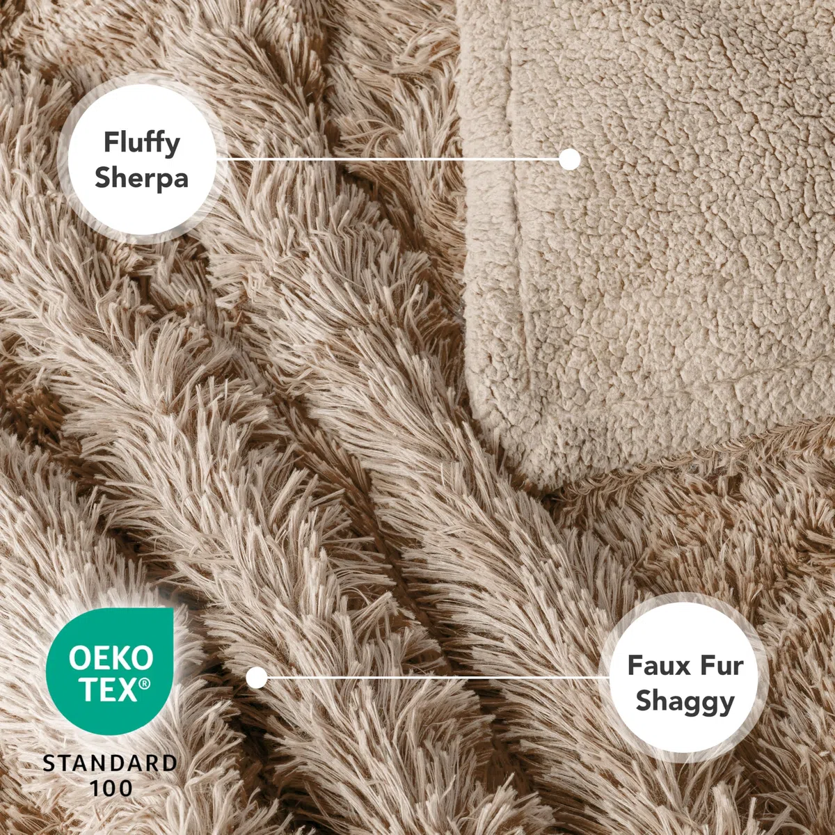 PetAmi Flauschige, wasserdichte Hundedecke, Kunstfell-Haustier-Fleece, Zotteldecke für Hunde und Katzen, flauschiger, weicher Plüsch-Sherpa-Überwurf, Möbelschutz, Sofa, Couch, Queen-Bett, Taupe, 90 x | Auslaufsicher, Kunstfell, Urinier-Unfallschutz, wendb
