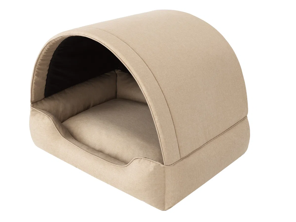 Hundehöhle Hundebett Katzenbett Hundehütte Haustierbett Hundehaus Hundeliegen Hundesofa Korb Sofa Hundekissen Schlafplatz, Beige, 82x58 cm
