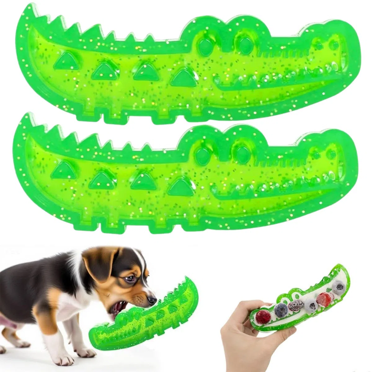 Hunde Slow Feeder Puzzle Spielzeug, Krokodil Kauspielzeug für große, mittelgroße & kleine Hunde, Kauen Training, interaktives Apportierspielzeug für Haustier Spaß und Gesundheit