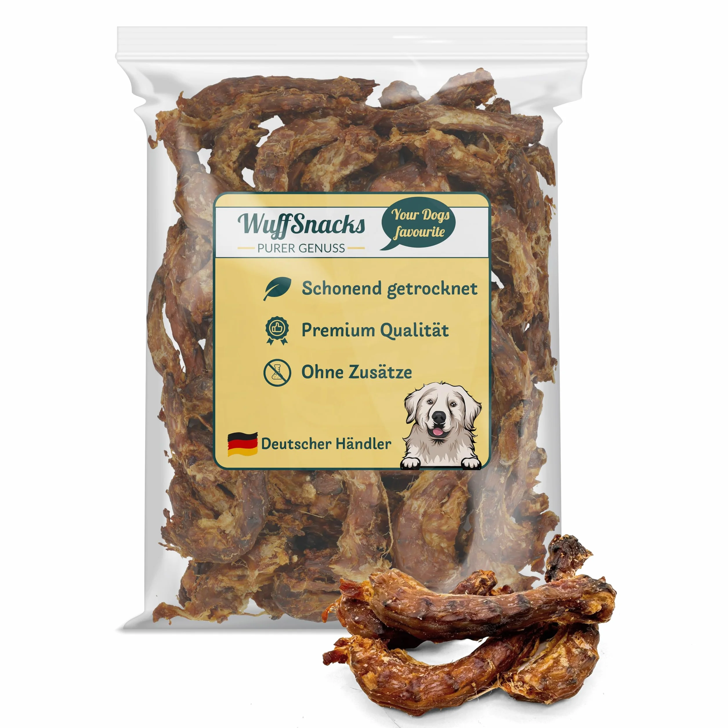 Hühnerhälse für Hunde getrocknet | 2,5 kg | natürliche und hochwertige Hühnerhälse | fettarm und proteinreich | Kauartikel zur Zahnpflege von WuffSnacks
