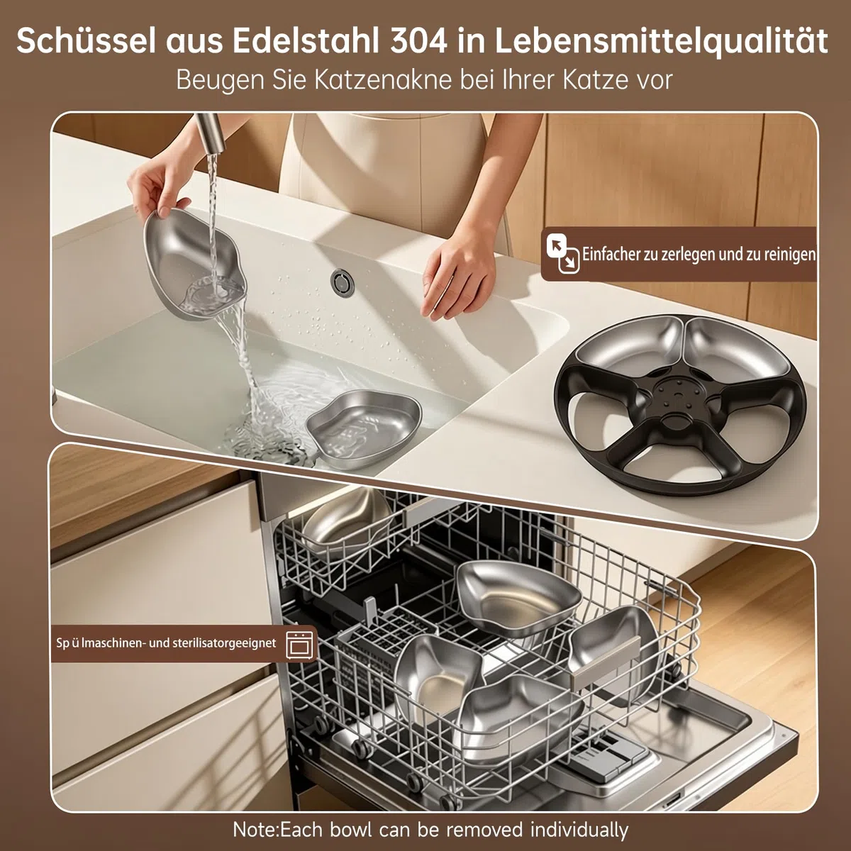 Futterautomat Katze Nassfutter mit Halbleiter-Kühlung & Heizung, 3 Tage Frisch Nassfutterautomat für Katzen, Programmierbarer Futterautomat für 5 Mahlzeiten, 304 Edelstahlschalen Leicht zu Reinigen