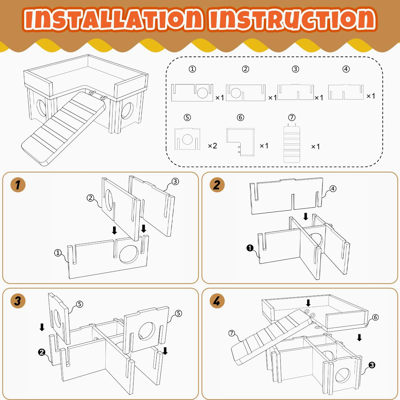 Hamsterspielzeug-Set, 19-teilig, Holz, versteckt, Baumstamm, Tunnel, Rohr, leises Training, Laufräder, Wasserflaschen-Set, Sandbadschale, 10 Arten, Kauspielzeug für Hamster, Lebensraum